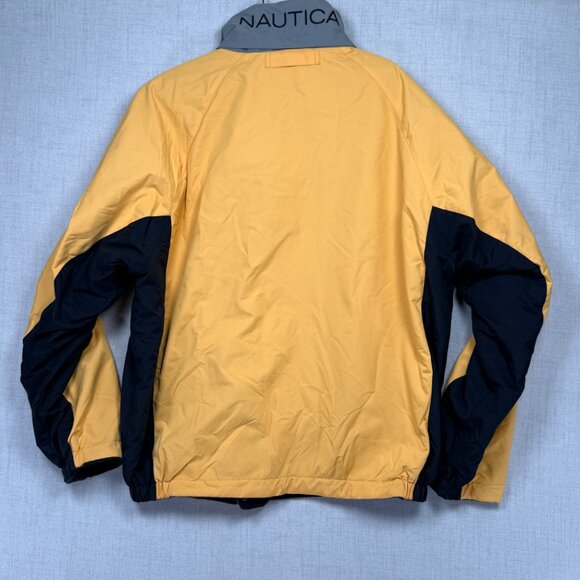 Vintage Nautica Reversible Jacket Yellow Navy Fleece Shell Zip Front Size XXL - Picture 3 of 14